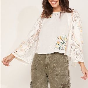Free People Paris Picnic Patchwork Top Sz:XS